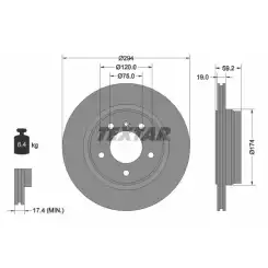 TEXTAR Arka Fren Diski Havalı 294X190mm 92097303