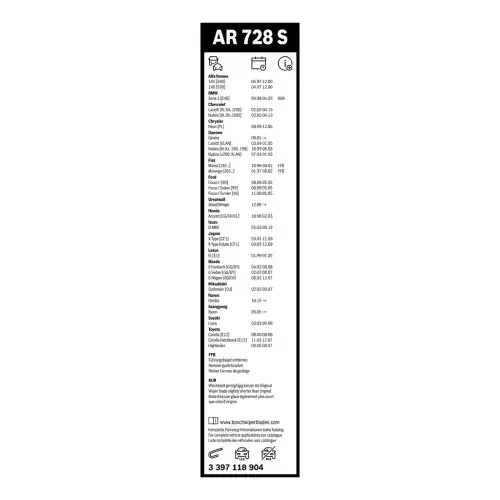 BOSCH Ön Cam Silecek Süpürgesi Takım Aerotwin 550/475mm 3397118904