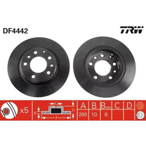 TRW Arka Fren Diski Düz DF4442