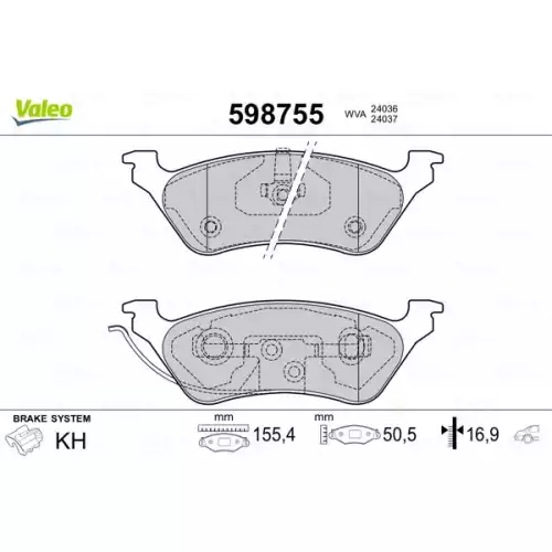 VALEO Arka Fren Balatası 598755