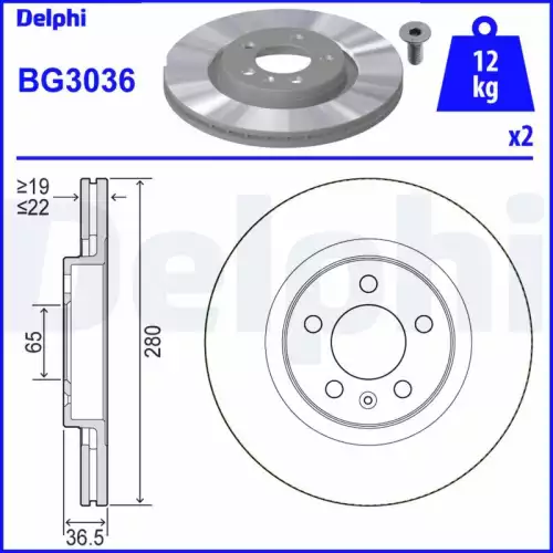 DELPHI Ön Fren Diski Havalı 280 5 BG3036