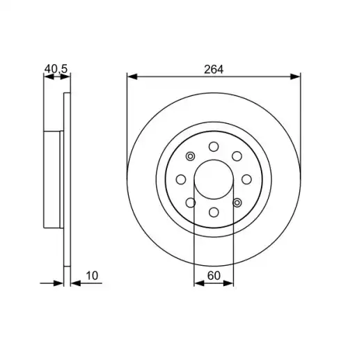 BOSCH Arka Fren Diski 264MM 0986479517