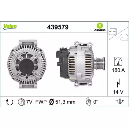 VALEO Alternatör Komple 14V 180A 439579