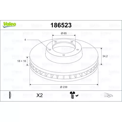 VALEO Ön Fren Diski Havalı Takım 186523