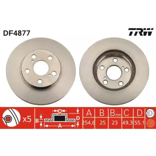 TRW Ön Fren Diski Havalı 255.5.mm DF4877