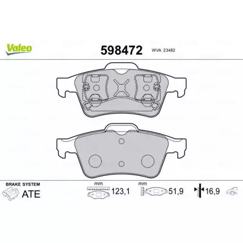 VALEO Arka Fren Balatası Tk 598472