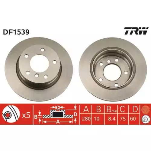 TRW Arka Fren Diski Düz DF1539