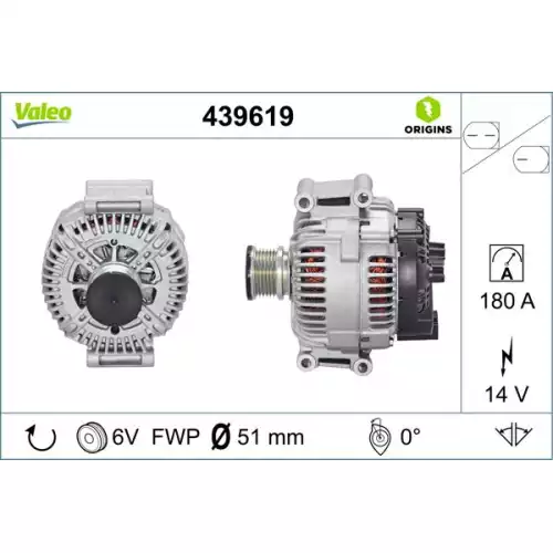 VALEO Alternatör 12 V 180A 439619