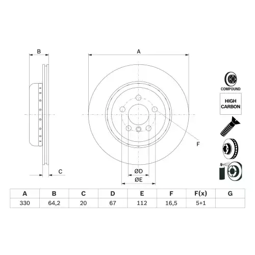 BOSCH Fren Diski Arka Adet 0986479G15