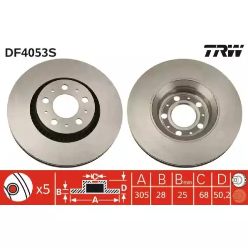 TRW Ön Fren Diski Havalı 305mm Takım DF4053S