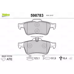 VALEO Arka Fren Balatası Tk 598783