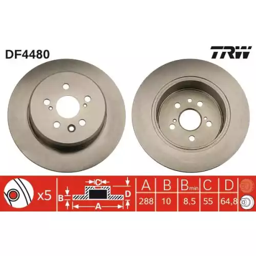 TRW Arka Fren Diski Düz DF4480