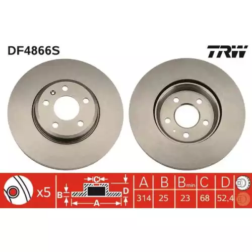 TRW Ön Fren Diski Havalı 314.5.mm DF4866S