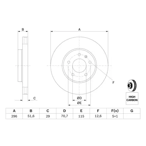 BOSCH Fren Diski Havalı Ön 296mm Takım 0986479267