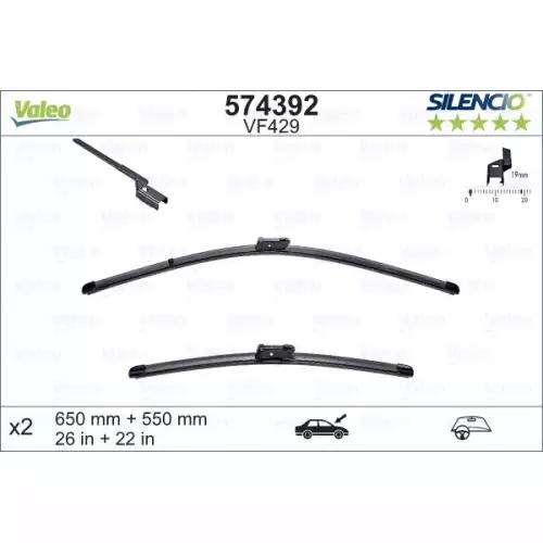 VALEO Silecek Süpürgesi Sılencıo Flat Blade X2 Vm429 574392