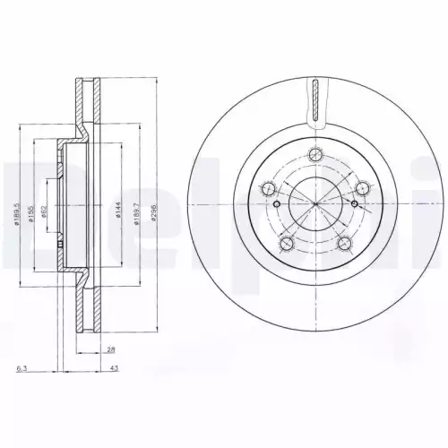 DELPHI Ön Fren Diski Havalı 296 5 BG4114