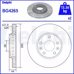 DELPHI Ön Fren Diski Havalı BG4265