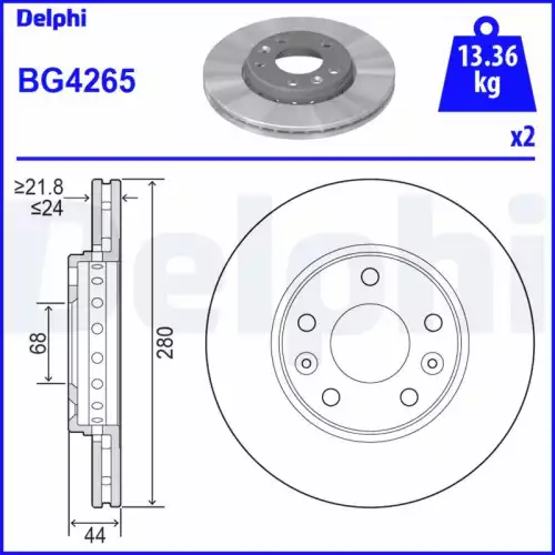 DELPHI Ön Fren Diski Havalı BG4265