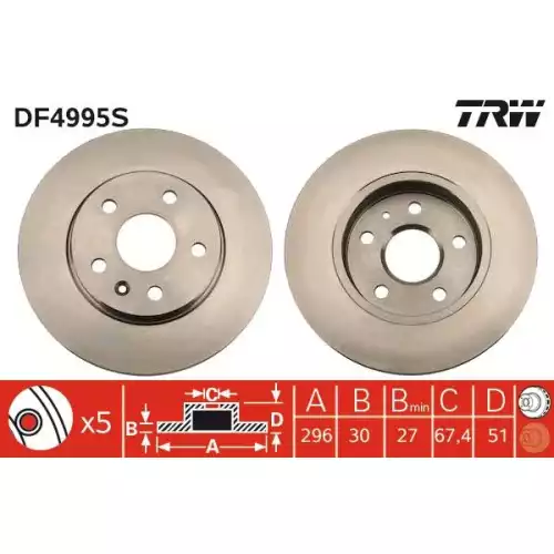 TRW Ön Fren Diski Havalı Takım DF4995S