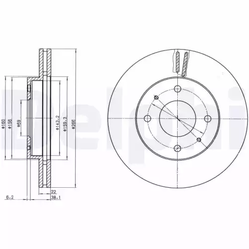 DELPHI Ön Fren Diski Havalı Karbonlu 266 4 BG4537C