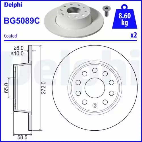 DELPHI Fren Diski Arka Adet BG5089C