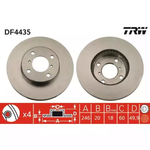 TRW Ön Fren Diski Havalı 246.4.mm DF4435