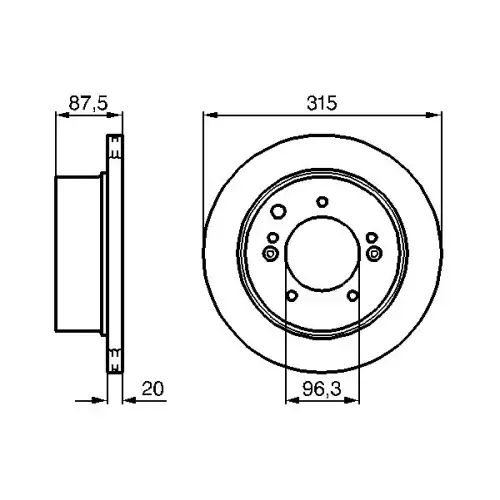 BOSCH Arka Fren Diski Düz 315 5Mm 0986479232