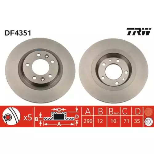 TRW Arka Fren Diski DF4351