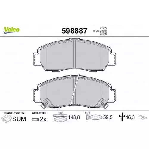 VALEO Arka Fren Balatası Tk 598887