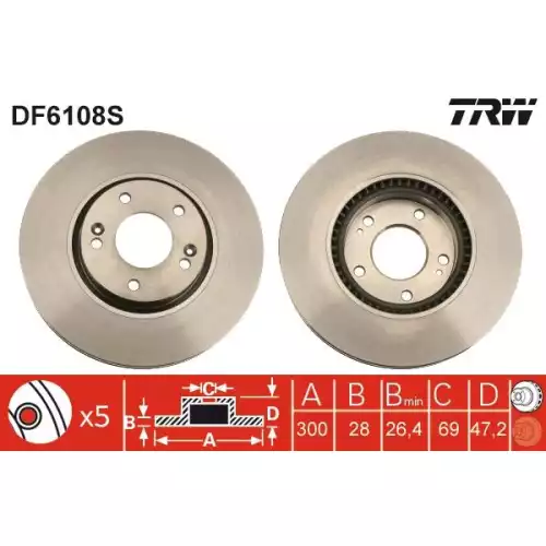 TRW Ön Fren Diski Havalı 300.5mm Takım DF6108S