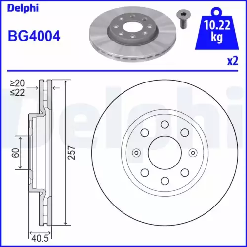 DELPHI Ön Fren Diski Havalı 257Mm 4 Bıjon BG4004