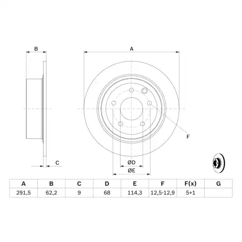 BOSCH Arka Fren Diski Düz (2925)Mm 0986479362