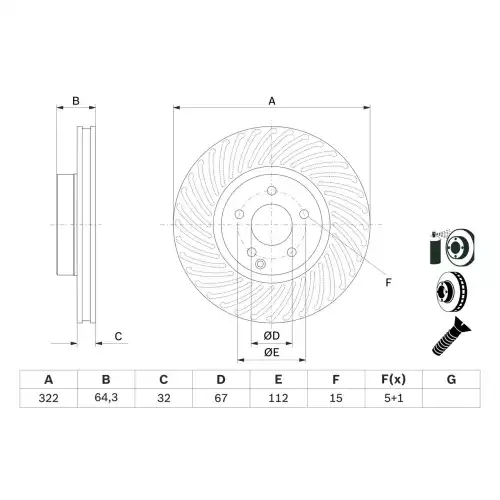 BOSCH Ön Fren Diski Adet 0986479652