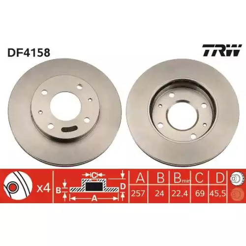 TRW Ön Fren Diski Havalı 257.4mm DF4158