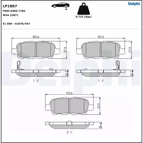 DELPHI Arka Fren Balatası Tk LP1807