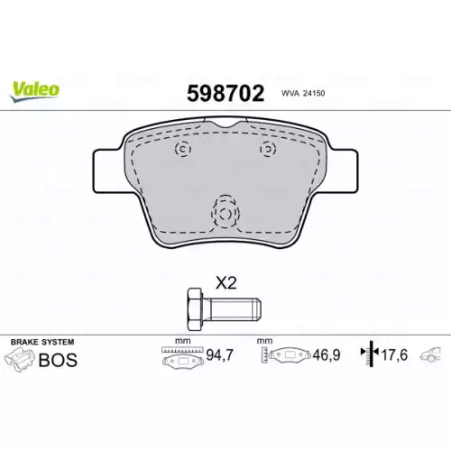 VALEO Arka Fren Balatası Tk 598702