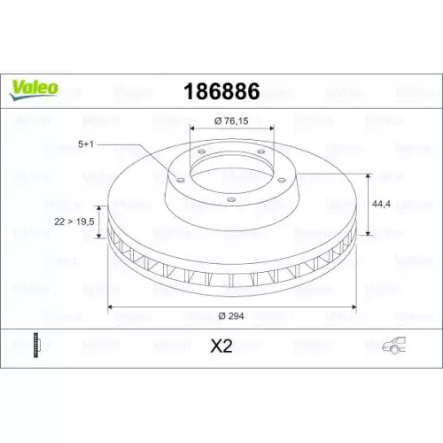 VALEO Arka Fren Diski Havalı Takım 186886