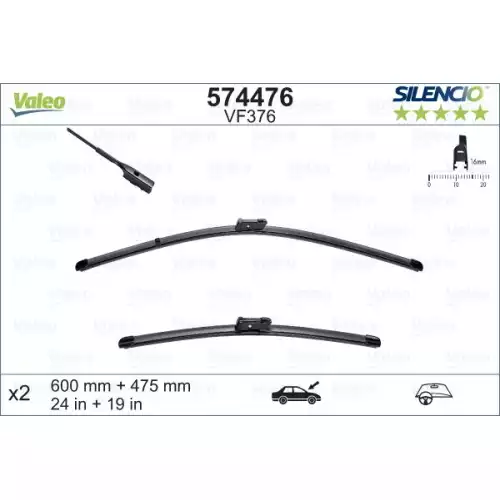 VALEO Ön Cam Silecek Süpürgesi Takım 600-475Cm 574476