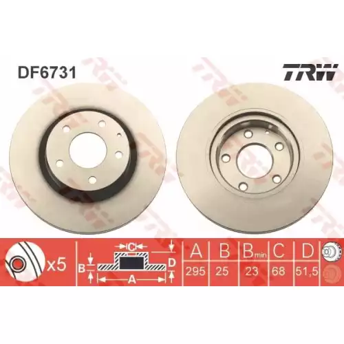 TRW Ön Fren Diski Havalı 295.5.mm Takım DF6731