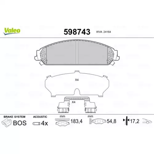 VALEO Ön Fren Balatası 598743