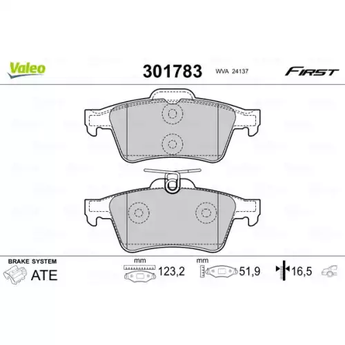 VALEO Arka Fren Balatası Tk 301783