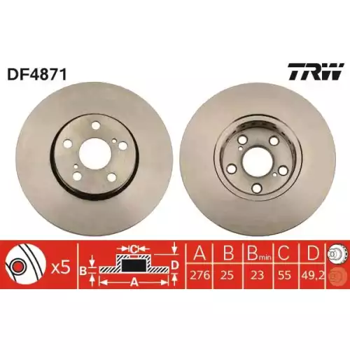 TRW Ön Fren Diski Havalı 275.5.mm DF4871