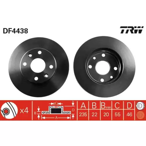 TRW Ön Fren Diski Havalı 235.4mm DF4438