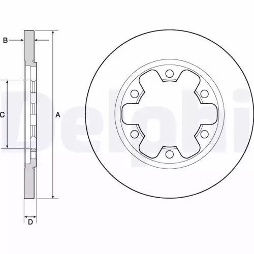 DELPHI Arka Fren Diski Dolu Ø308 6 Bıjon BG4680C