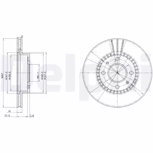 DELPHI Ön Fren Diski Havalı 247-4 BG3134