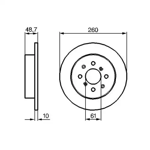 BOSCH Arka Fren Diski Düz 260 4Mm 0986479014