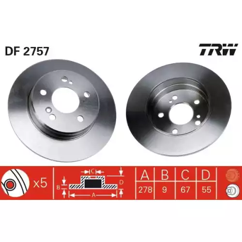 TRW Arka Fren Diski Düz DF2757