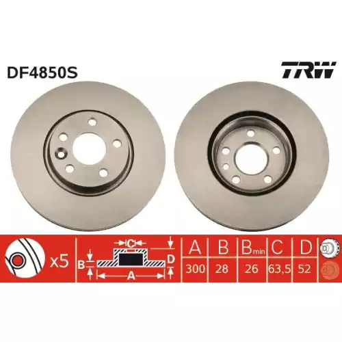 TRW Ön Fren Diski Havalı 300mm Takım DF4850S