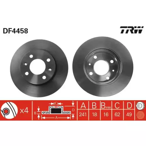 TRW Ön Fren Diski Havalı 241mm DF4458