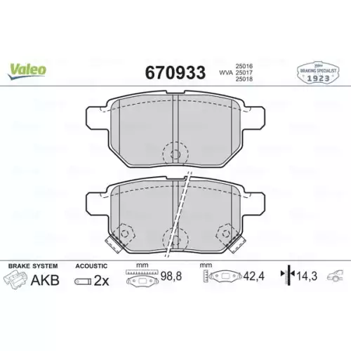 VALEO Arka Fren Balatası Tk 670933